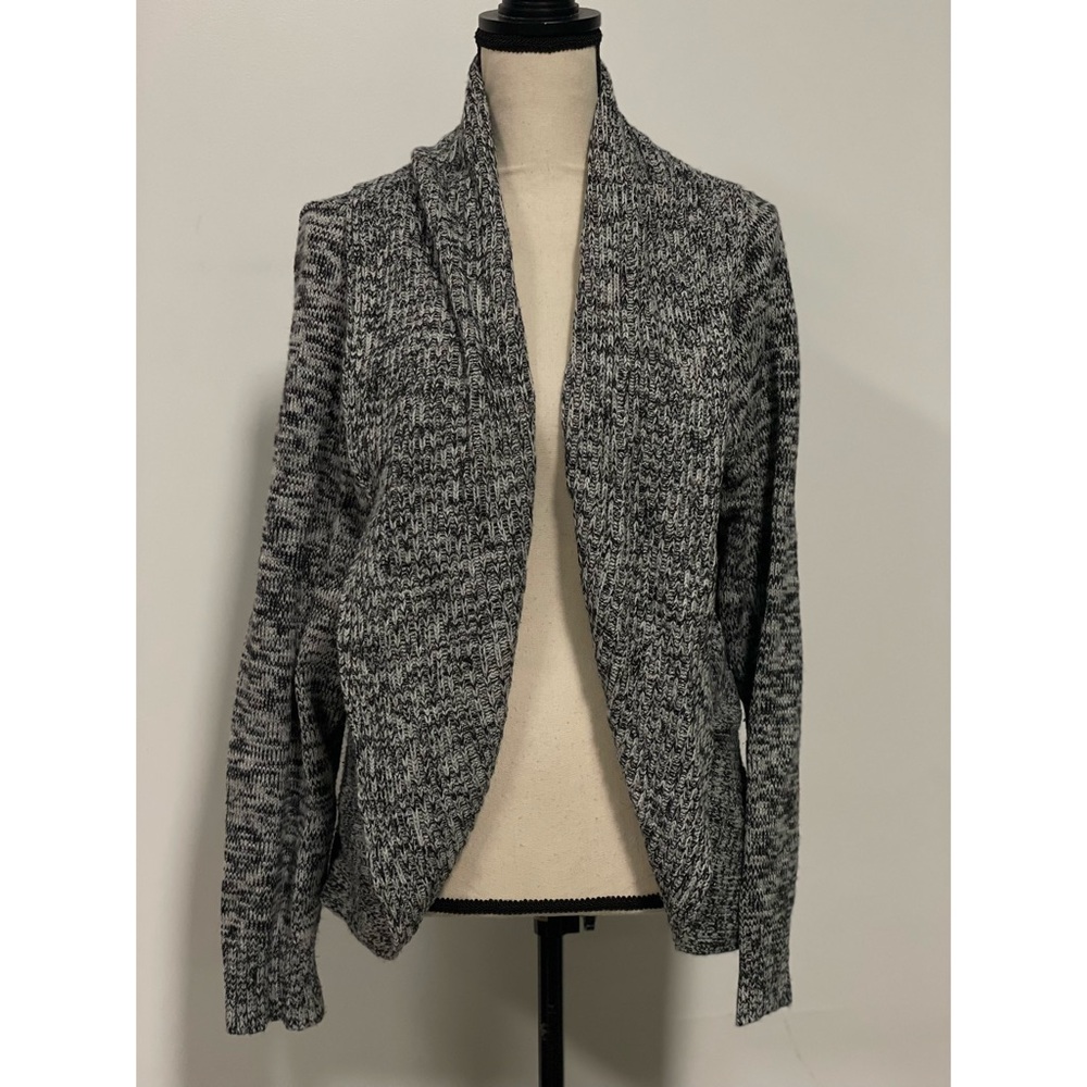 Apt. 9 Open Front Acrylic Cardigan Sweater Black & Gray Size XL